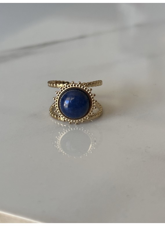 Ατσάλινο Δαχτυλίδι με πέτρα 30-080 blue