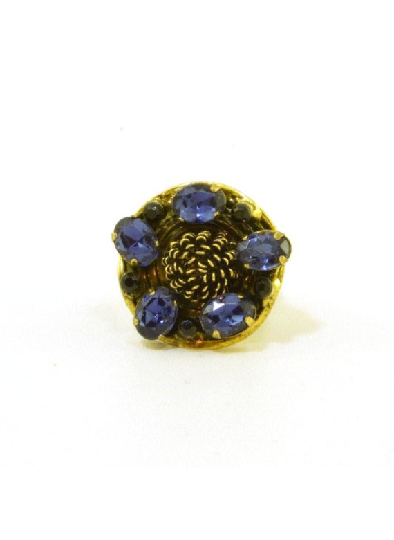 Χρυσό αντικέ δαχτυλίδι με μπλε πέτρες d 003