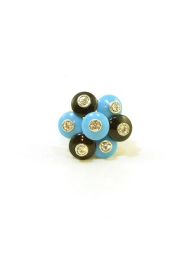 Ring with blue and black stones