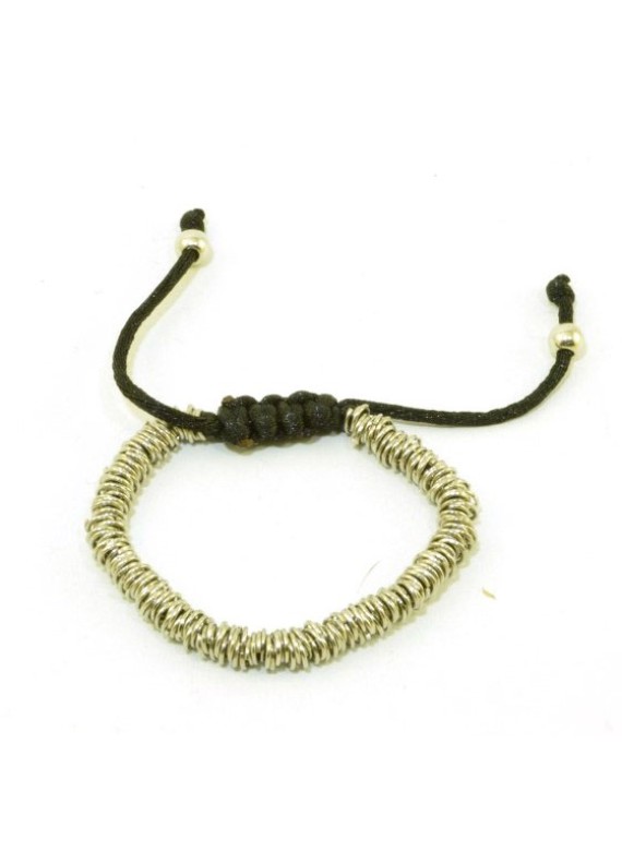 Black Bracelet with little silver circles
