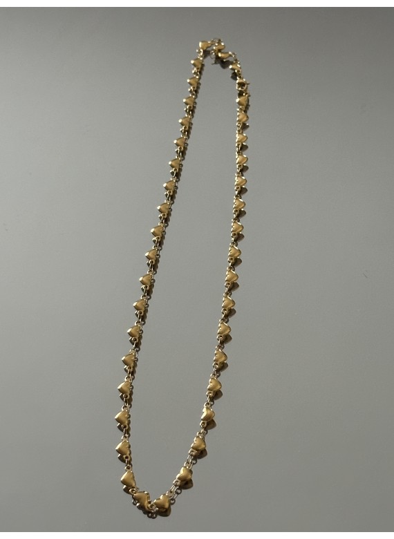 Ατσάλινο Κολιέ gold hearts chain 32-109