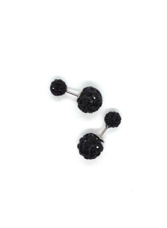 Σκουλαρίκια με κούμπωμα μπίλια σε μαύρο χρώμα 33-073
