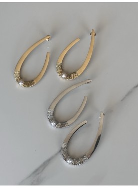 Ατσάλινα σκουλαρίκια  με πέρλα και σύρμα 33-200 silver