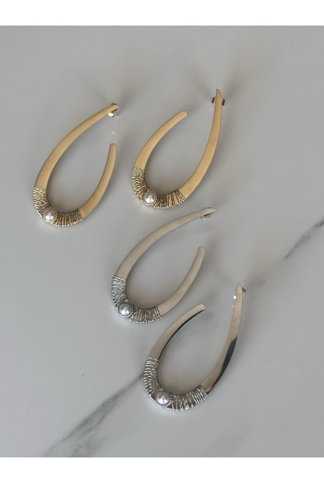 Ατσάλινα σκουλαρίκια  με πέρλα και σύρμα 33-200 silver