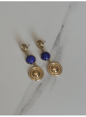 Ατσάλινα σκουλαρίκια  κρεμαστό  με πέτρα 33-214 blue