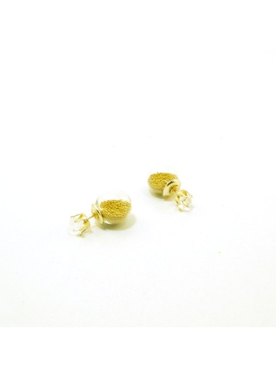 Σκουλαρίκια με κούμπωμα γυάλινη μπάλα σε χρυσό χρώμα