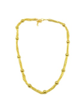 Short necklace with gold chains and small gold balls