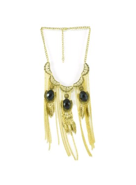 Necklace in gold colour with chains and stones