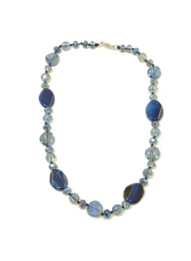 Κολιέ με μπλε- γκρι ημιπολύτιμες πέτρες